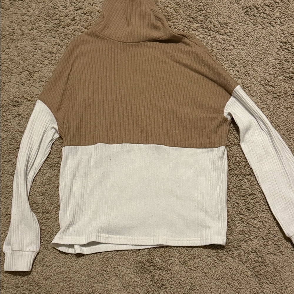 Two-Tone Brown and Cream Women's Sweater